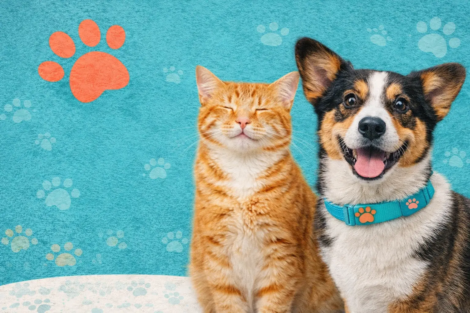 corgi y gato en armonía